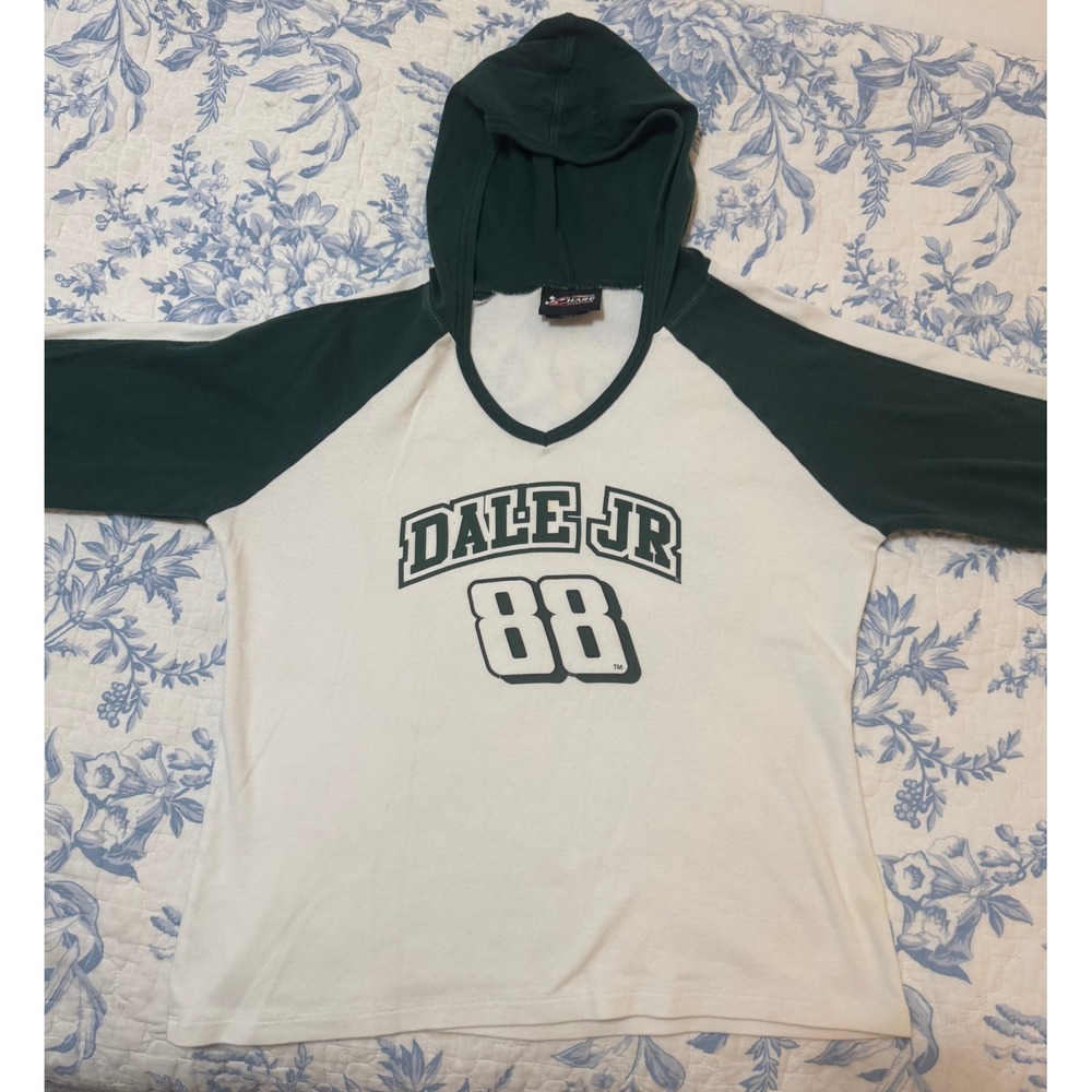 Vintage Chase Authentics NASCAR Dale Earnhardt Jr 88 Hoodie Shirt Green White